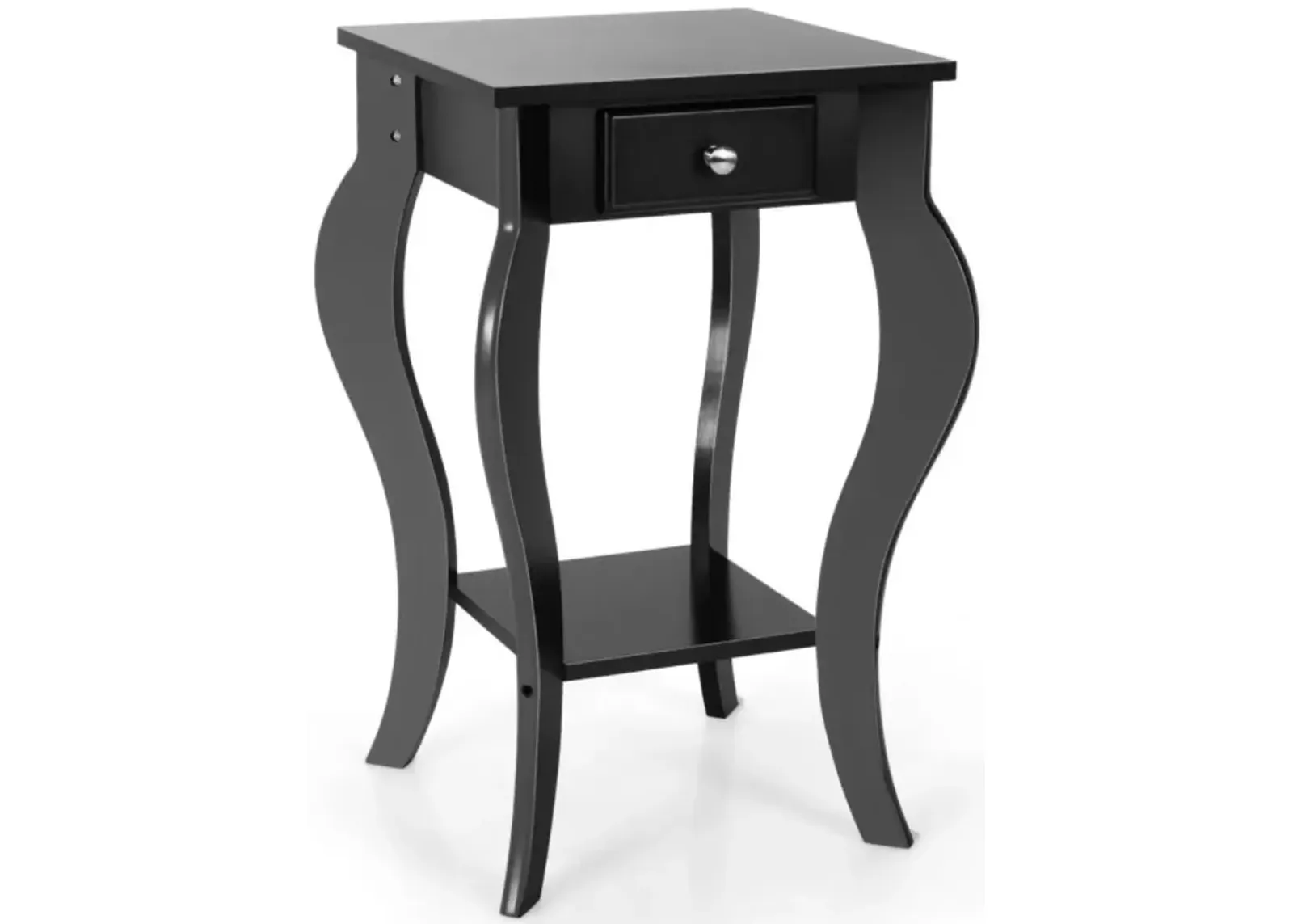 Hivvago 2-Tier End Table with Drawer and Shelf for Living Room Bedroom