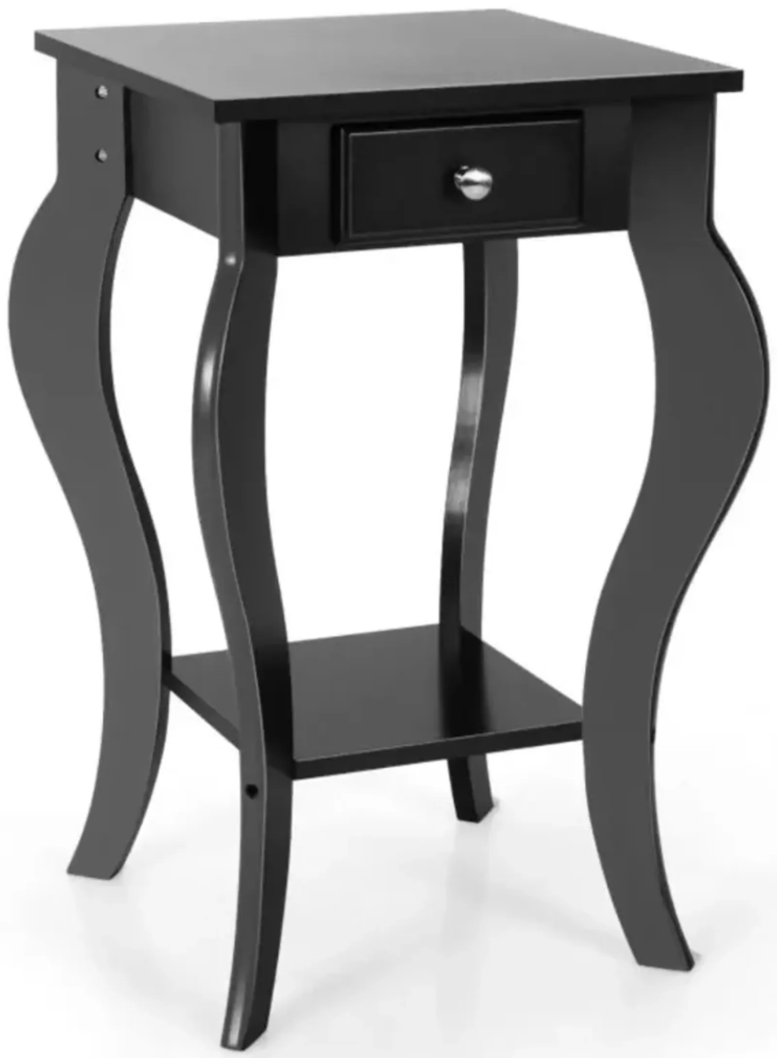 Hivvago 2-Tier End Table with Drawer and Shelf for Living Room Bedroom