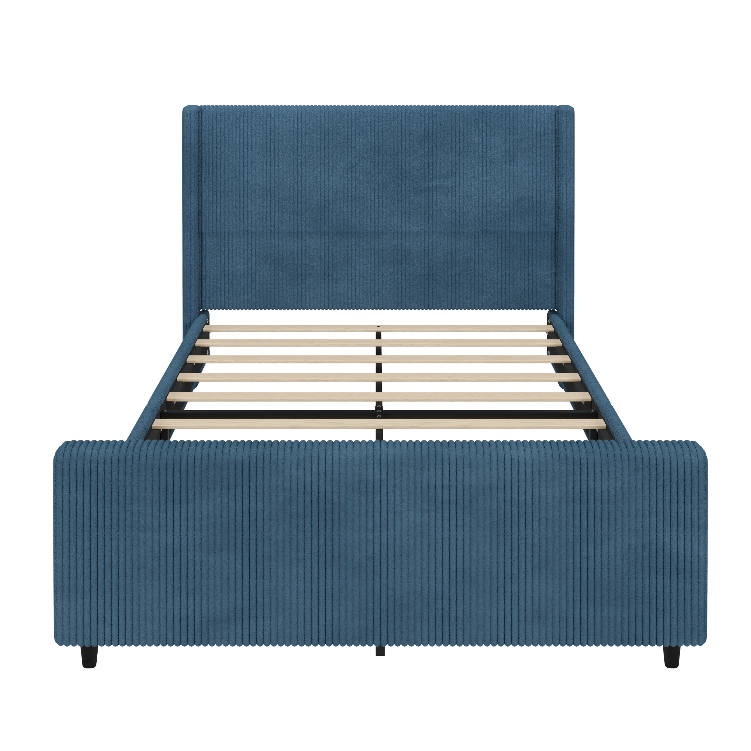 Merax High Headboard Corduroy Platform Bed Bedroom Furniture