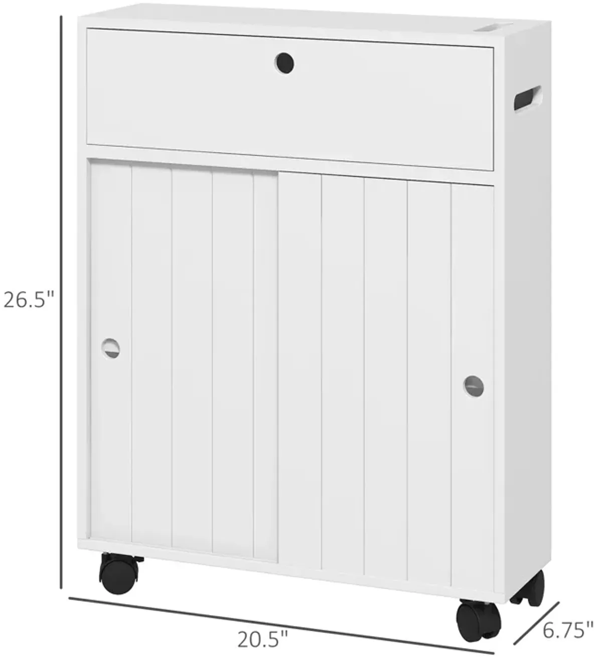 kleankin Bathroom Toilet Paper Cabinet on Wheels with Storage Cabinets