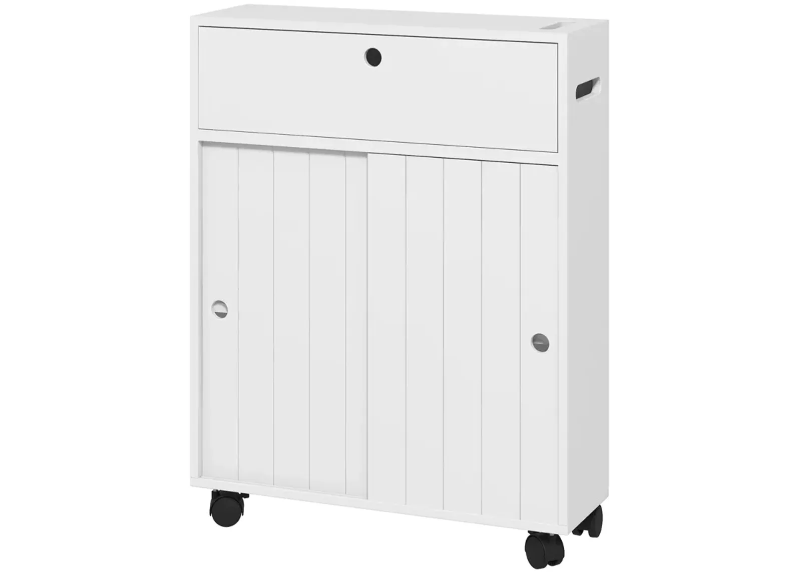 kleankin Bathroom Toilet Paper Cabinet on Wheels with Storage Cabinets