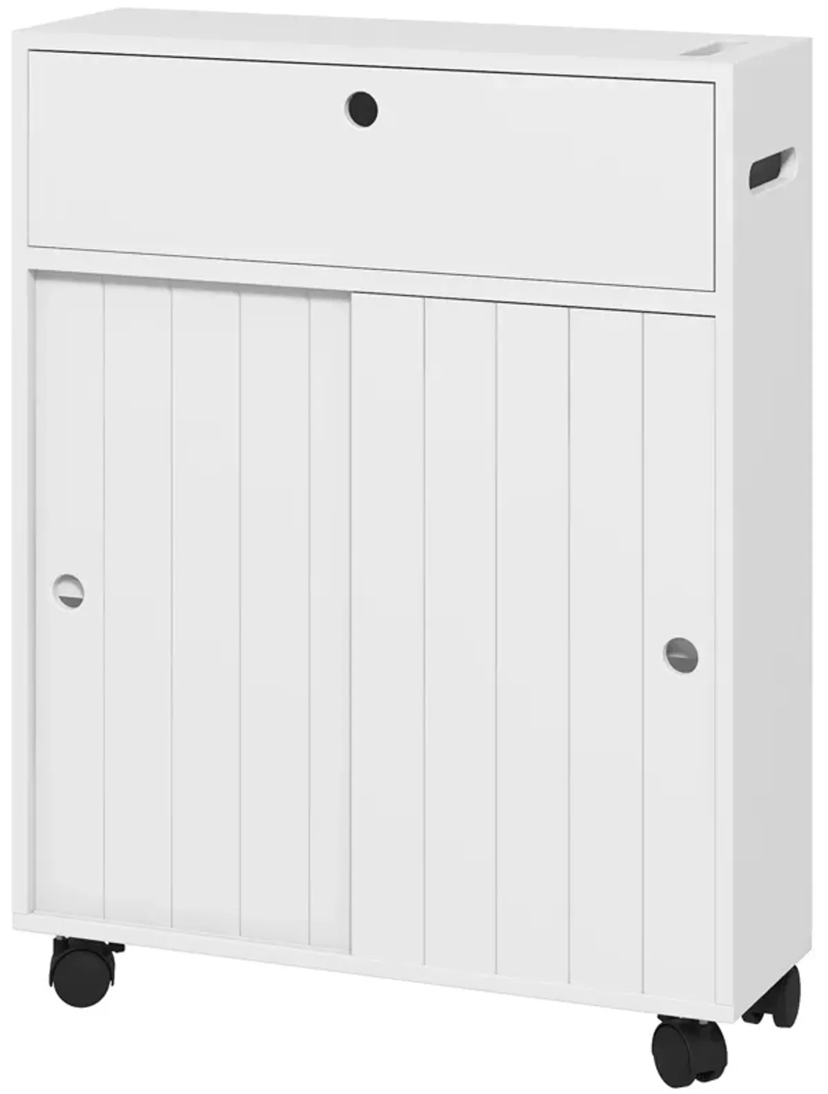 kleankin Bathroom Toilet Paper Cabinet on Wheels with Storage Cabinets