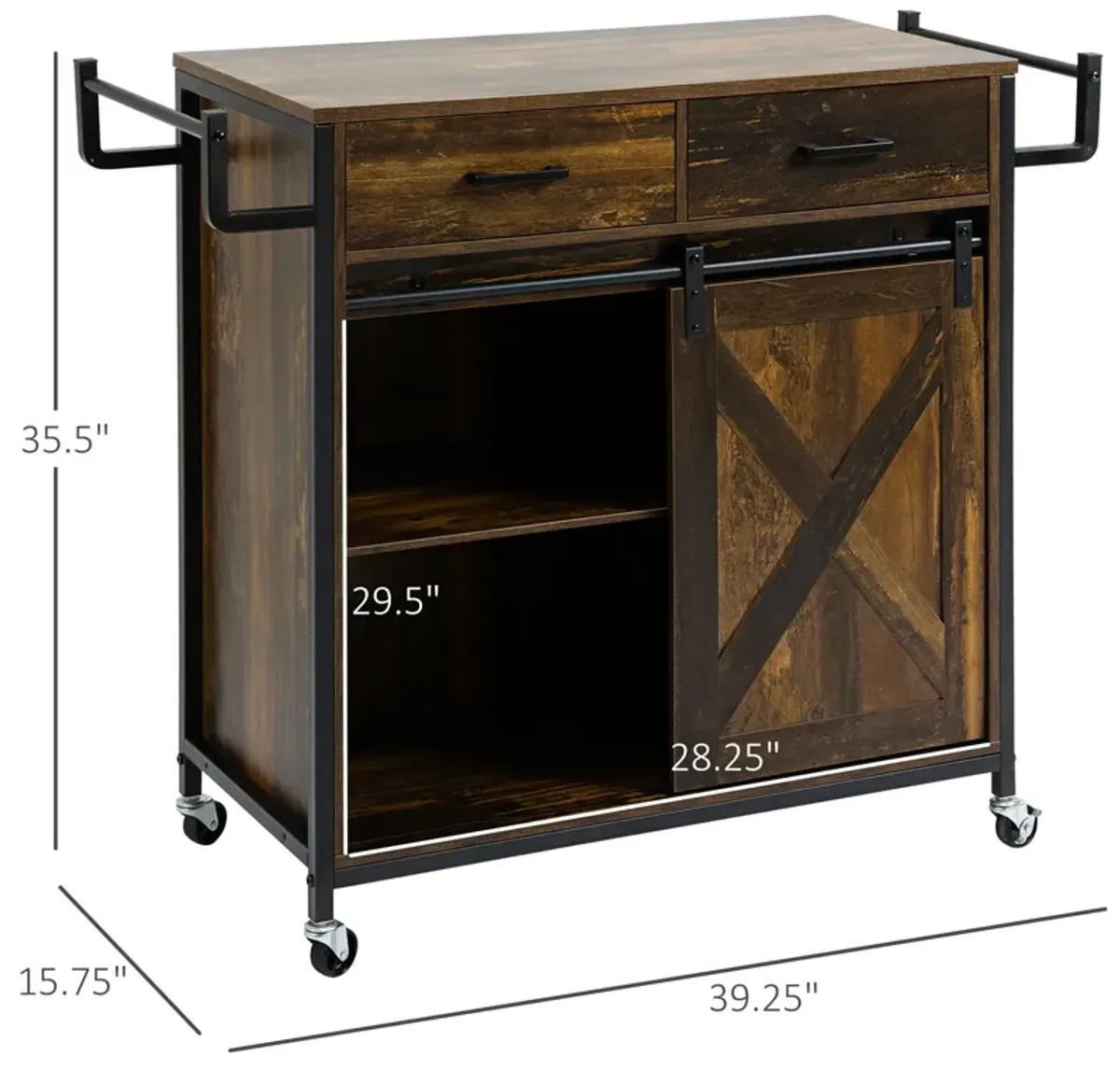 Rustic Kitchen Helper: Rolling Cart with Adjustable Shelf