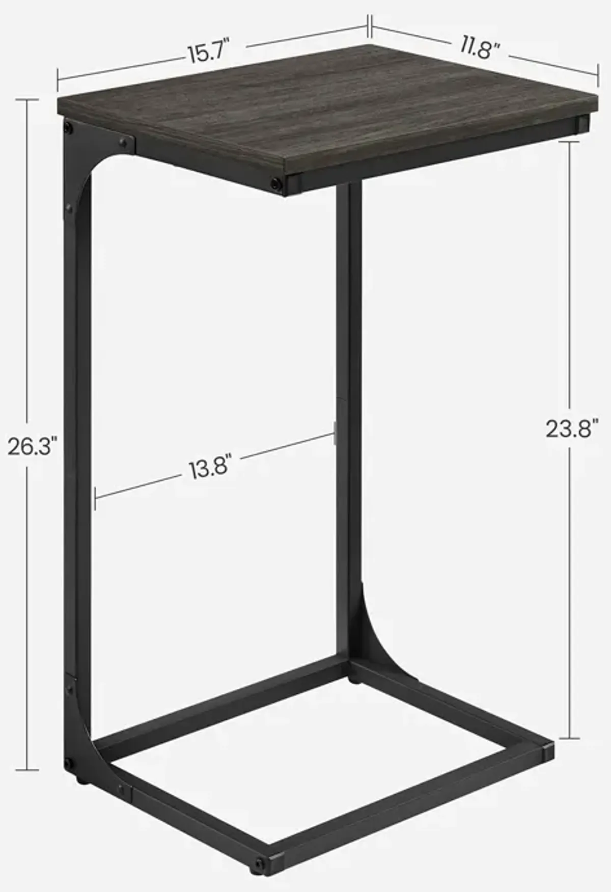 Sofa Side Table with C-Shaped Metal Frame Design