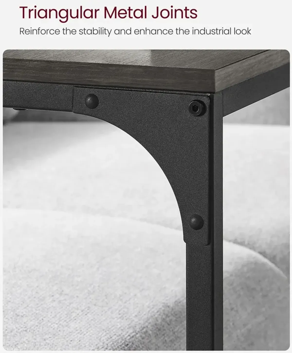 Sofa Side Table with C-Shaped Metal Frame Design