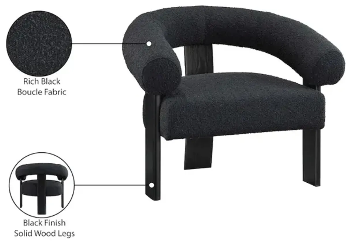 Meridian Furniture Winston Black Boucle Fabric Accent Chair