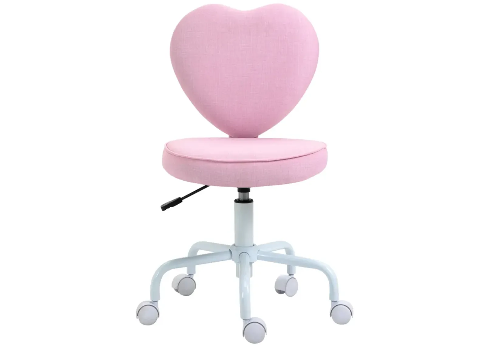 Rolling Upholstery Leisure Lounge Vanity Chair with Heart Back and Sponge Seat