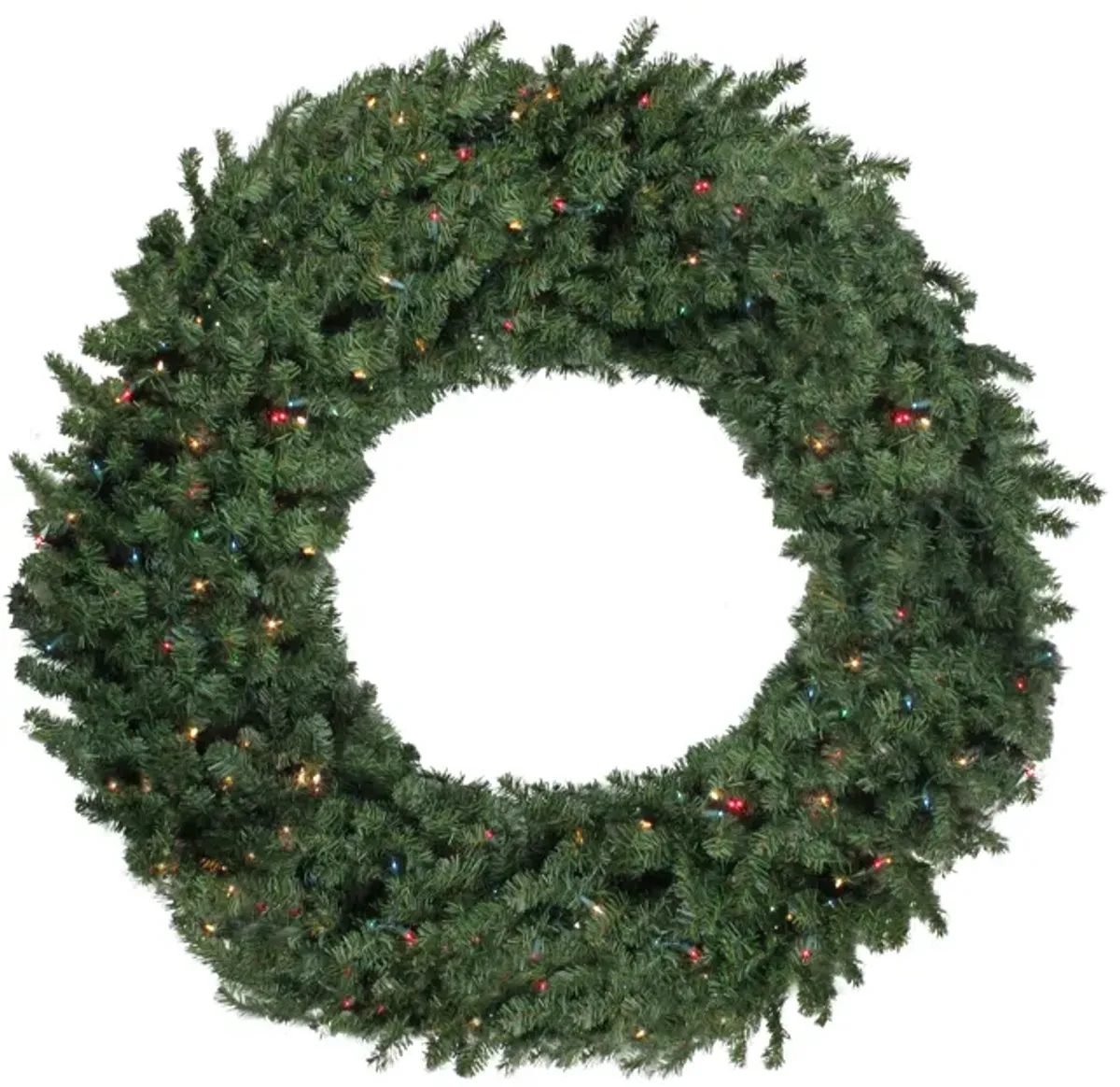 Pre-Lit Commercial Canadian Pine Artificial Christmas Wreath - 5-ft  Multi Lights