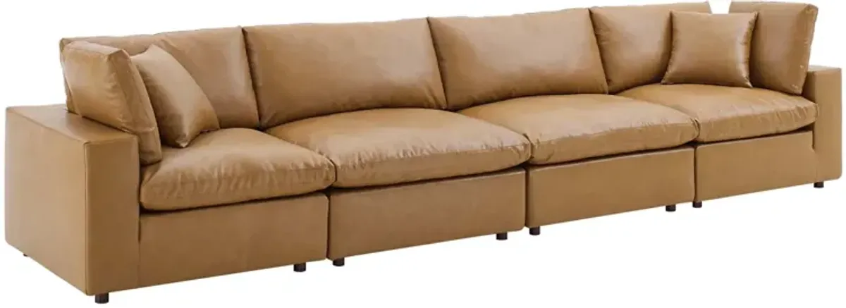 Commix Down Filled Overstuffed Vegan Leather 4-Seater Sofa