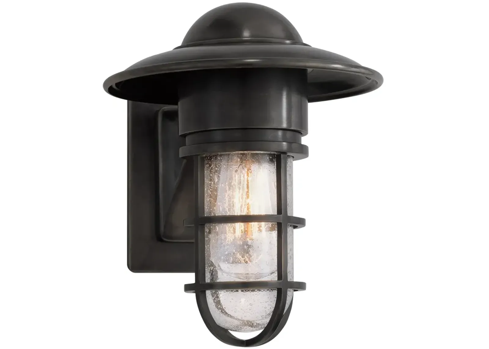 Marine Indoor/Outdoor Wall Light in Bronze with Seeded Glass