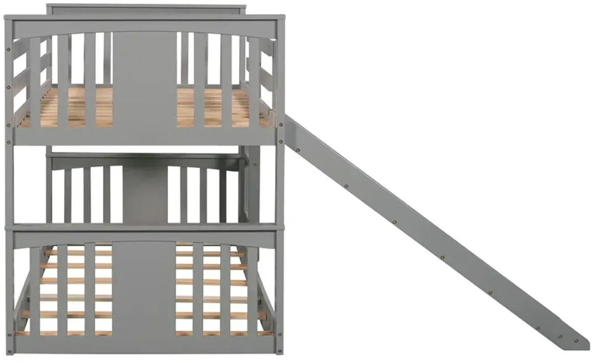 Merax Twin Over Twin Bunk Bed with Slide and Ladder