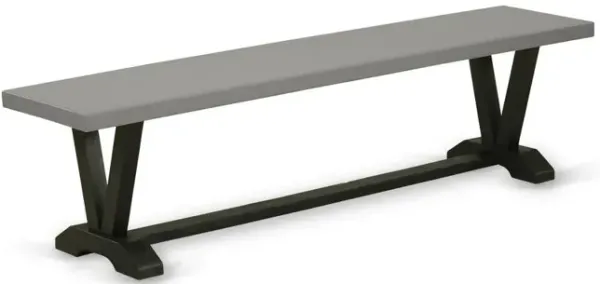East West Furniture V-Style Dining Bench with Wood Seat, 72x15x18 Inch, VB697