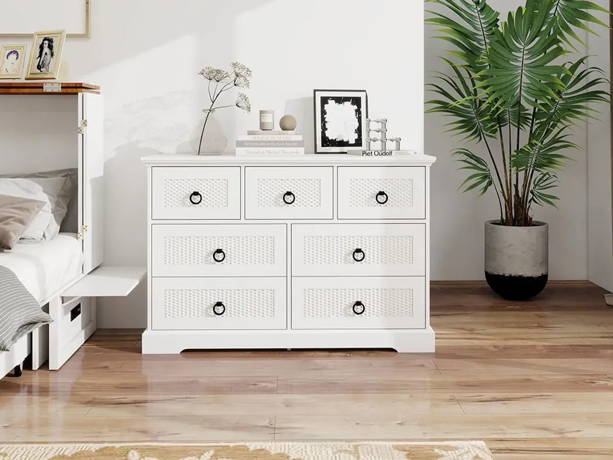 Wood Dresser with 5 Drawers, Modern Dresser Chest of Drawers with Black Handles for Clothes, Tall Dressers Chests of Drawers for Bedroom Living Room Hallway White