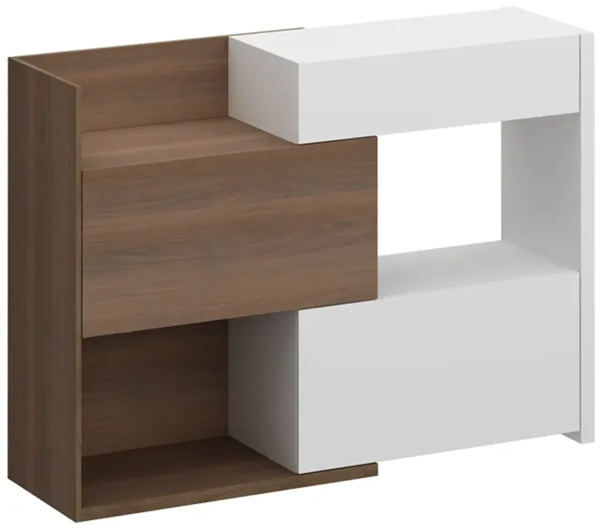 FUFU&GAGA 40.5-in H 3 Tier 10 Pair White+Brown Engineered Wood Shoe Cabinet