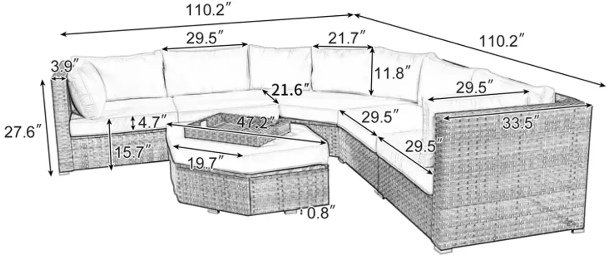 Merax 6 Piece Outdoor Conversation Sofa Set