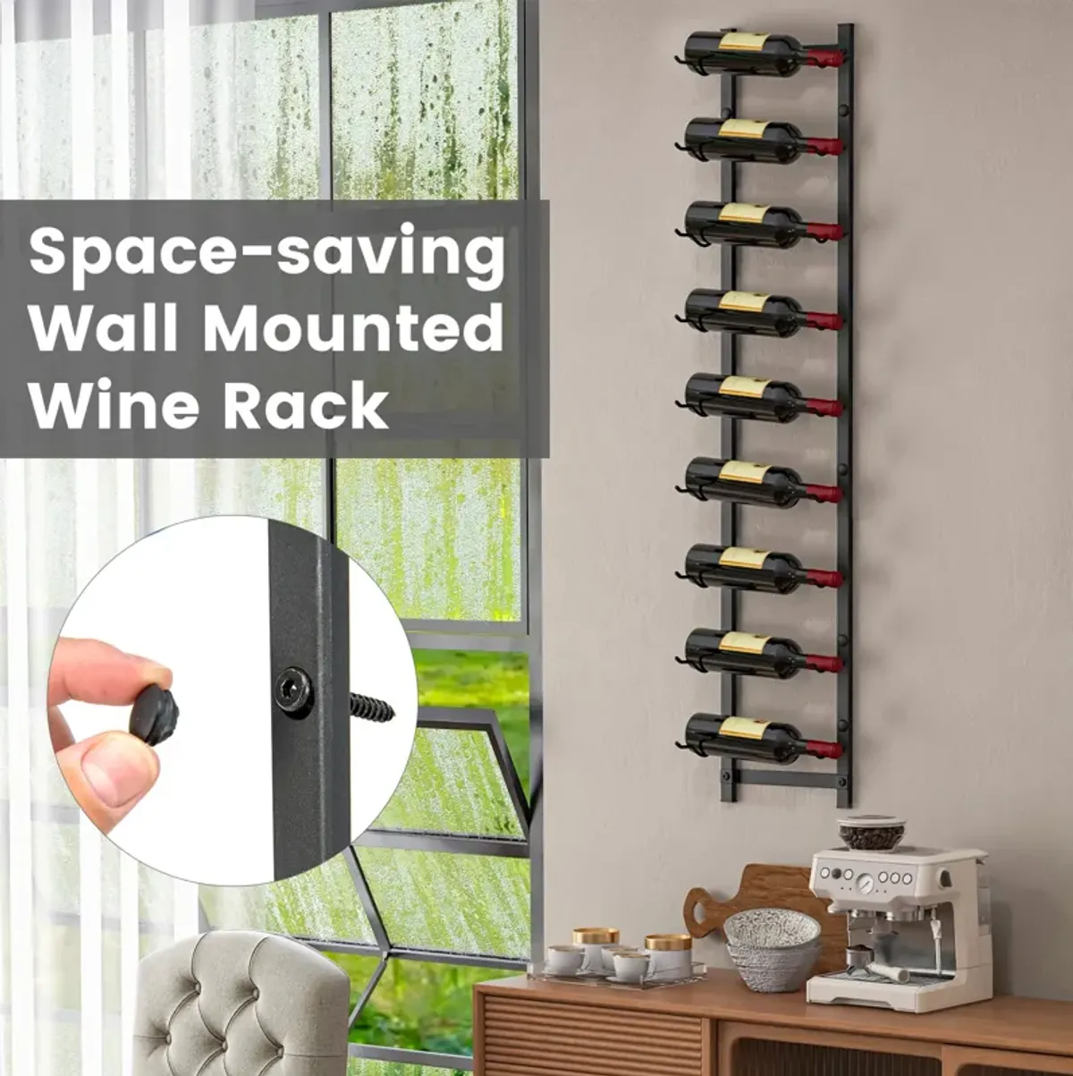 Rust proof Wall Mounted Wine Rack for 6/9/12 Bottles