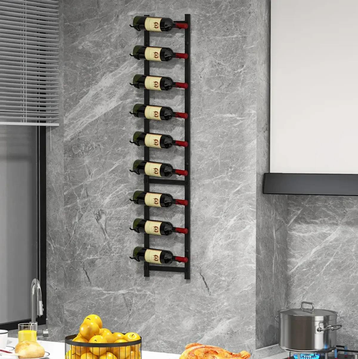 Rust proof Wall Mounted Wine Rack for 6/9/12 Bottles