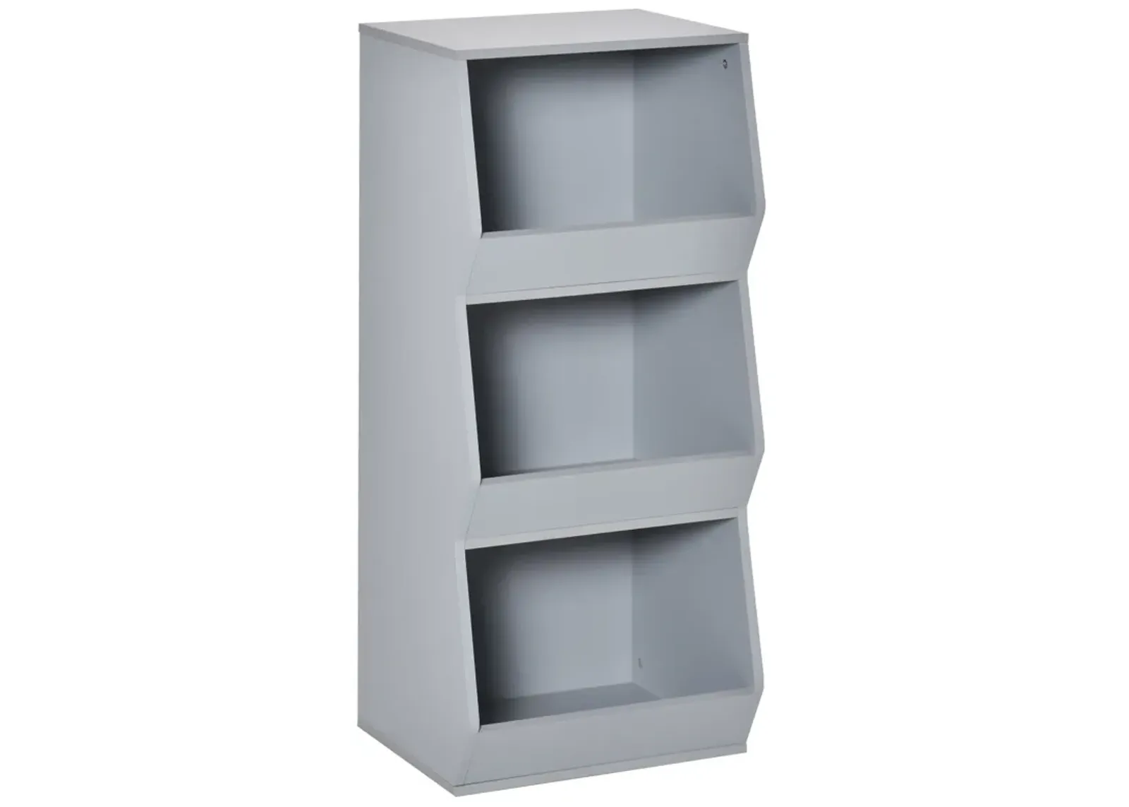 Gray Kids' Bookcase: 3-Shelf Anti-toppling Storage Cabinet Organizer