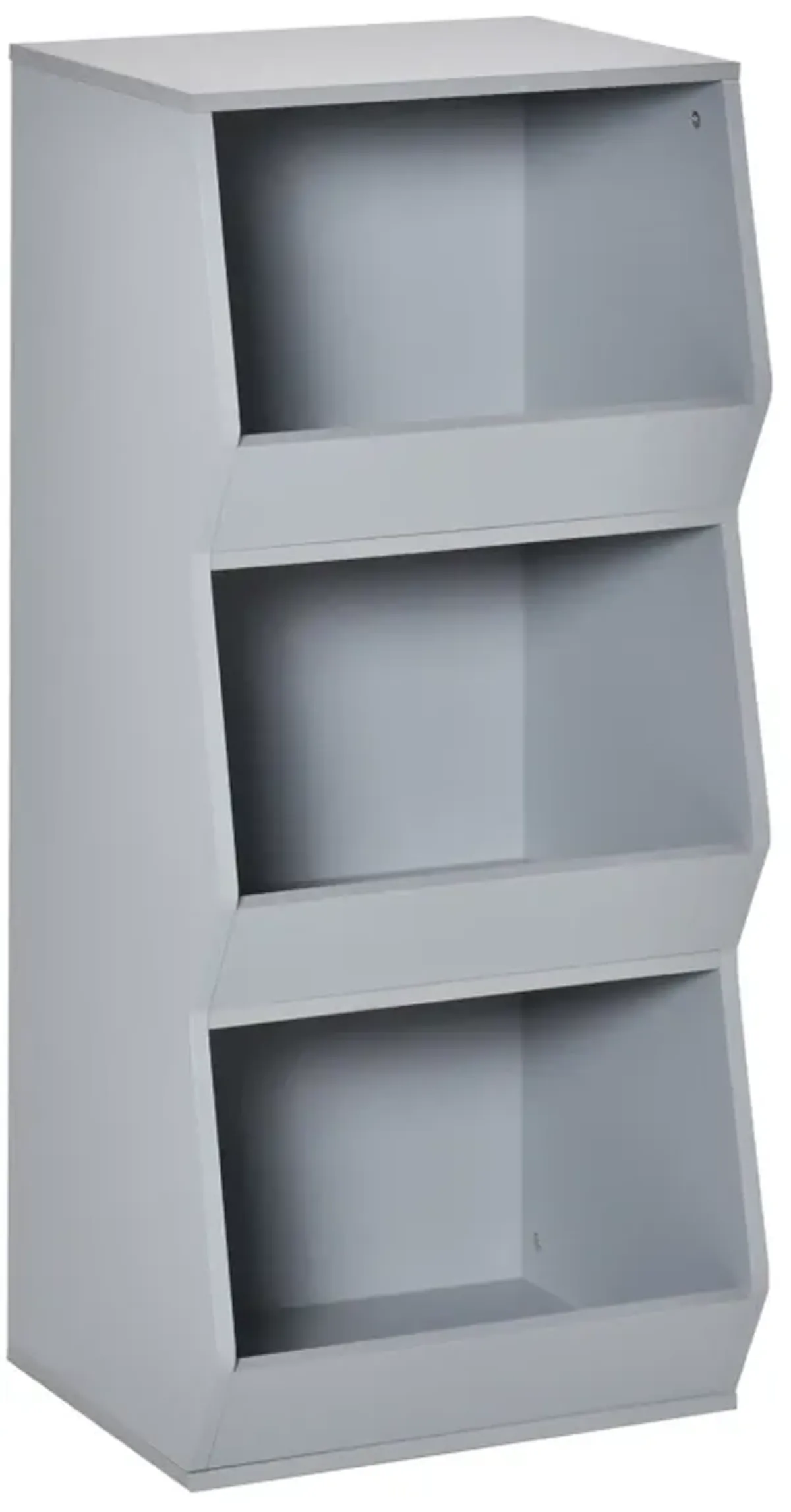 Gray Kids' Bookcase: 3-Shelf Anti-toppling Storage Cabinet Organizer