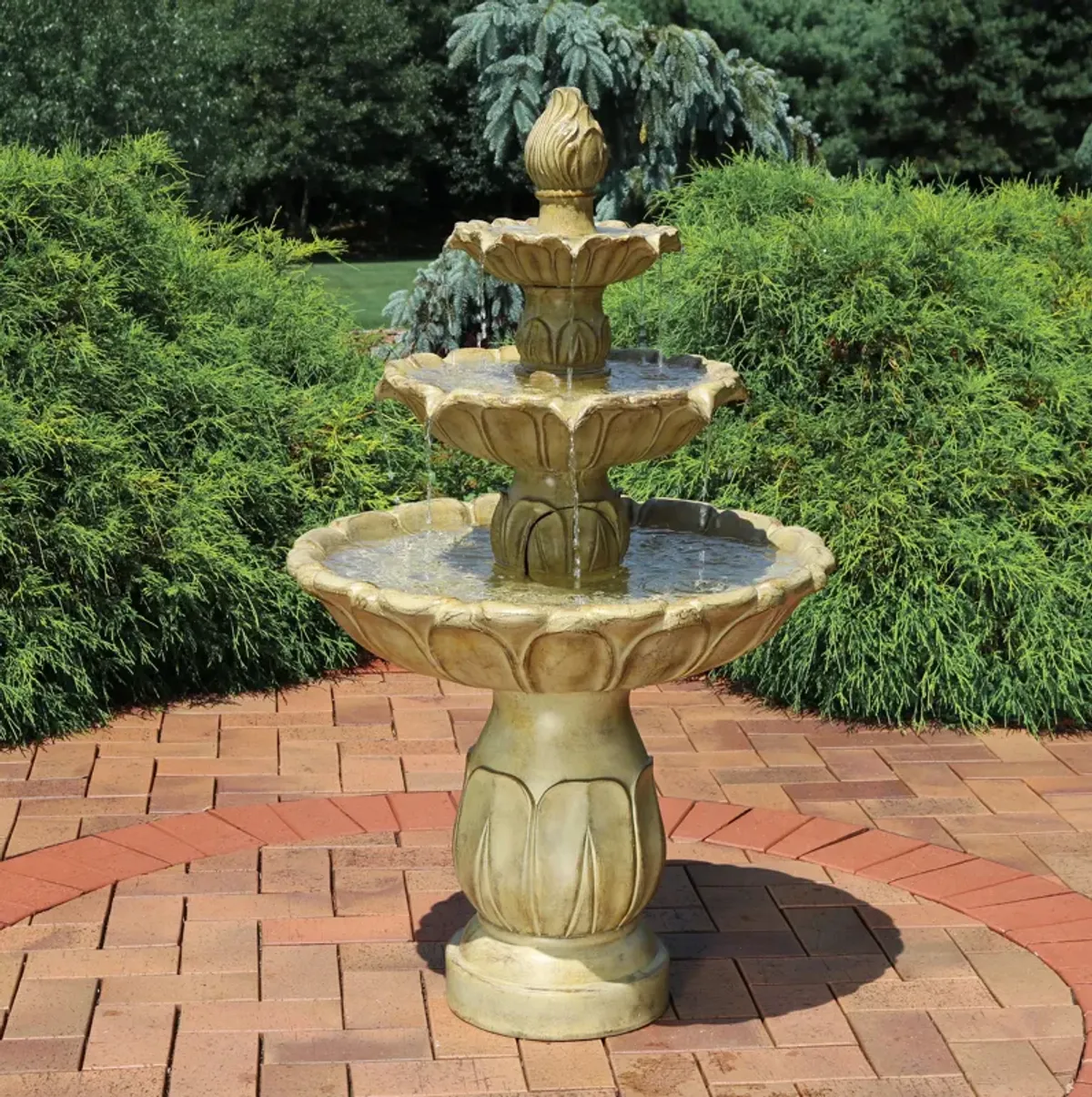 Sunnydaze Classic Tulip Polystone Outdoor 3-Tier Fountain