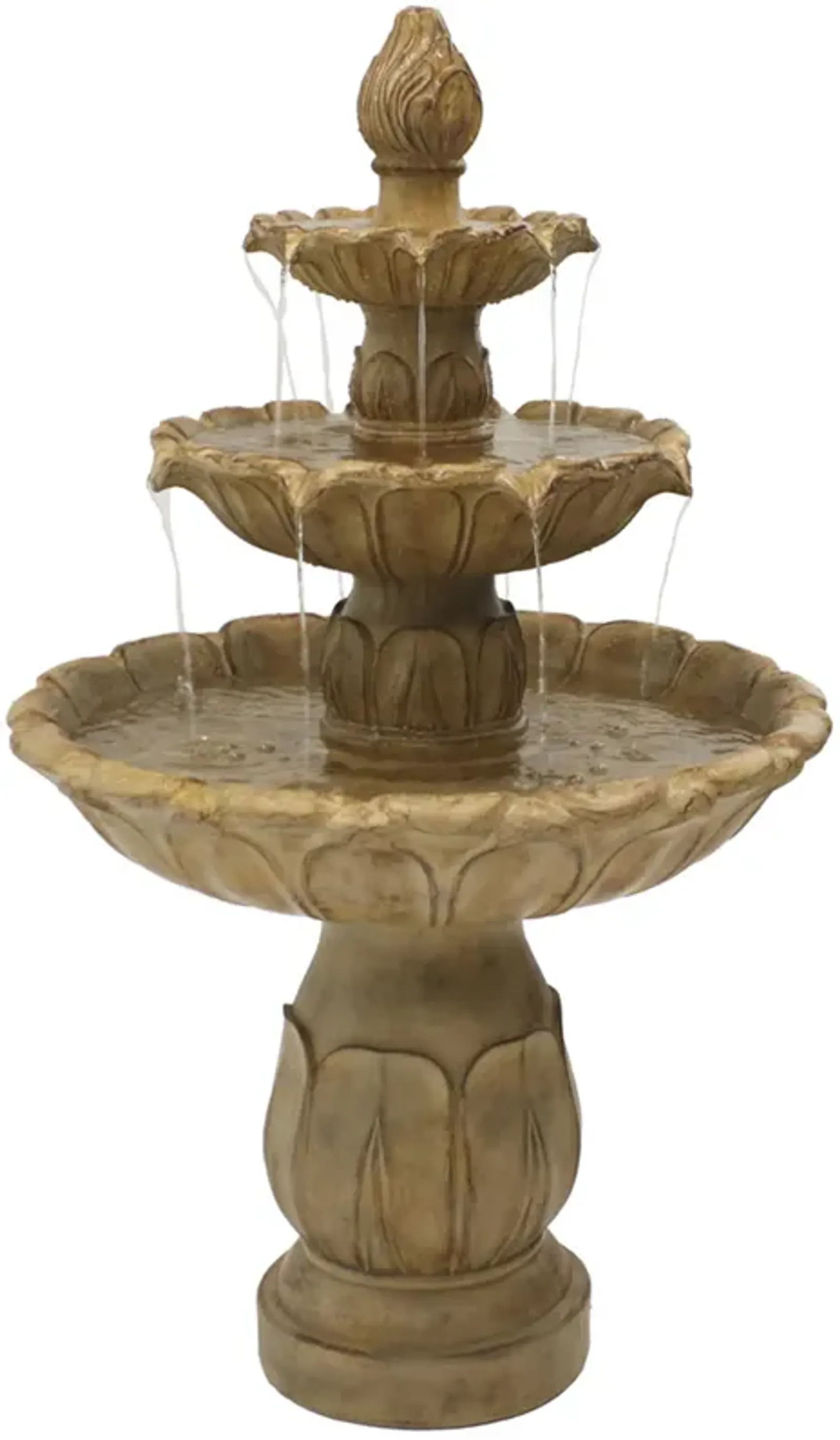 Sunnydaze Classic Tulip Polystone Outdoor 3-Tier Fountain