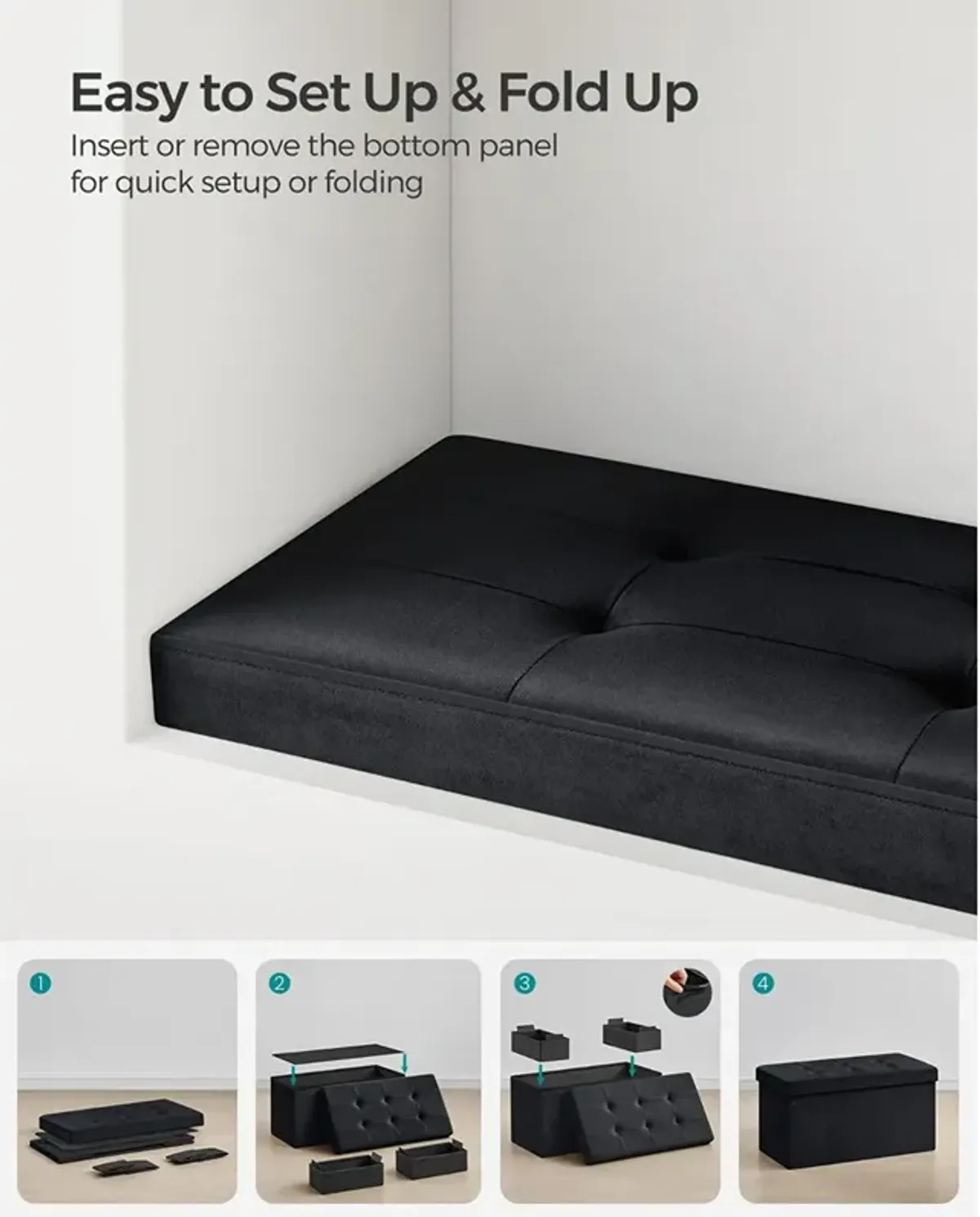 Foldable Storage Ottoman Bench for Space-Saving and Versatile Storage Solutions