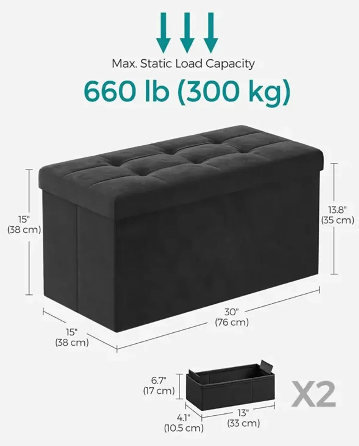 Foldable Storage Ottoman Bench for Space-Saving and Versatile Storage Solutions