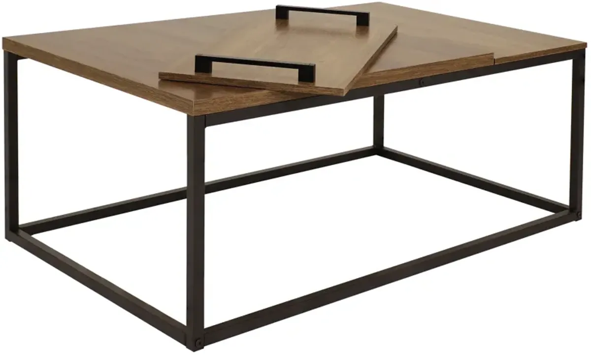 Sunnydaze Industrial Coffee Table with Removable Serving Tray - 16 in H