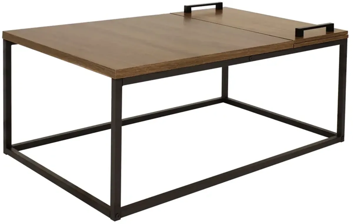 Sunnydaze Industrial Coffee Table with Removable Serving Tray - 16 in H