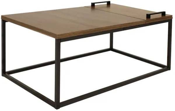 Sunnydaze Industrial Coffee Table with Removable Serving Tray - 16 in H