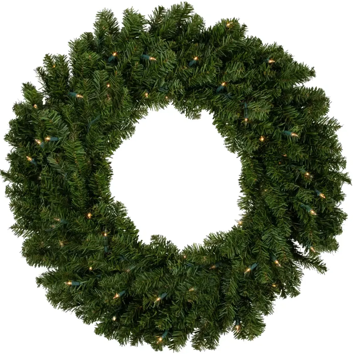 Pre-Lit Canadian Pine Artificial Christmas Wreath  30-Inch  Clear Lights