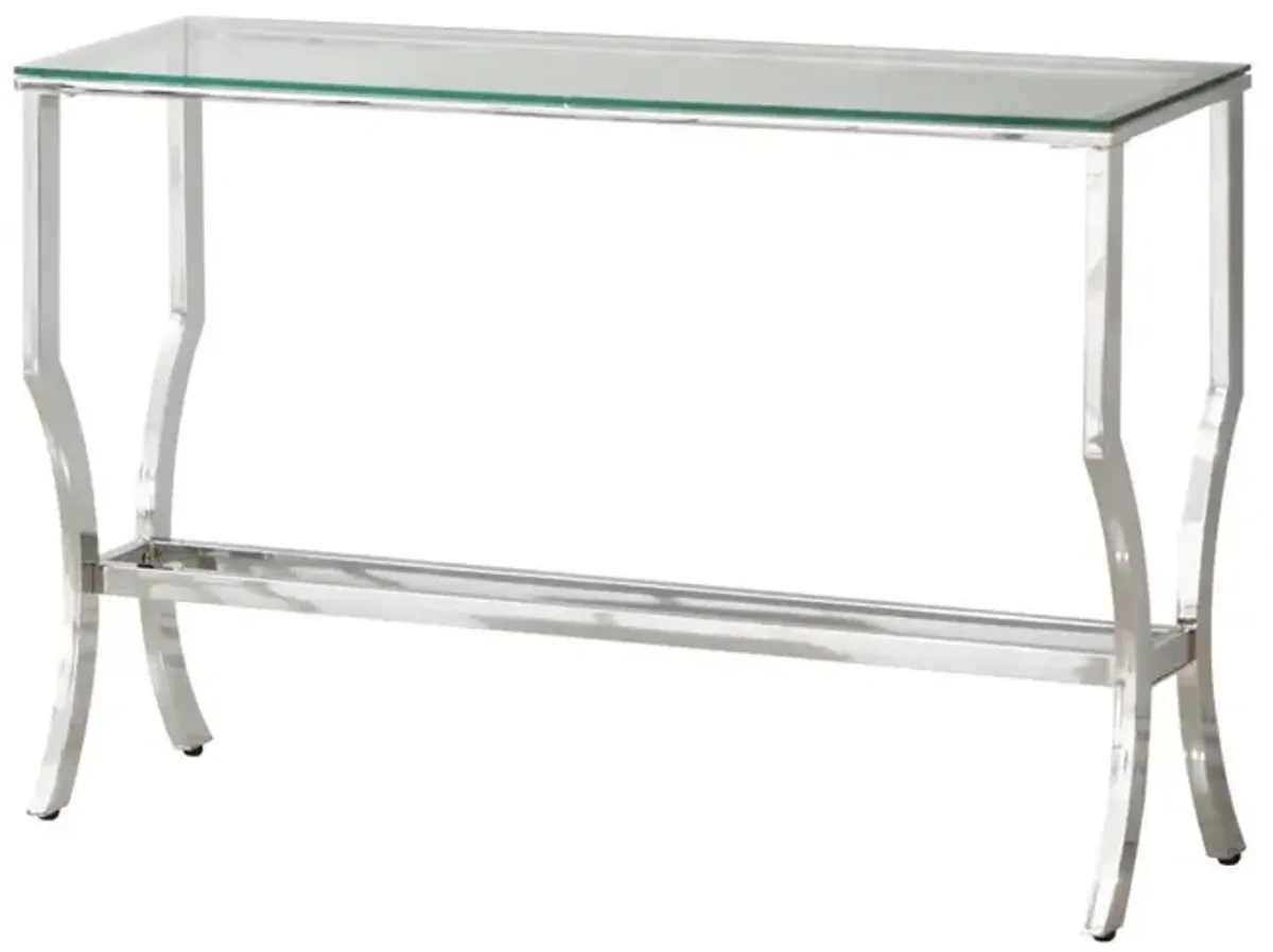 Coaster Co. of America Saide Rectangular Sofa Table with Mirrored Shelf Chrome