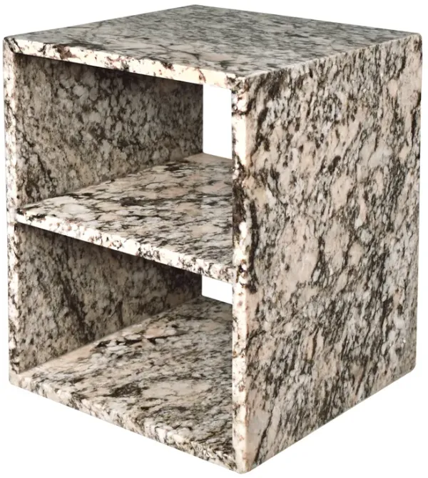 Sloane 16" Modern Natural Marble Handmade Rectangular 2-Shelf End Table