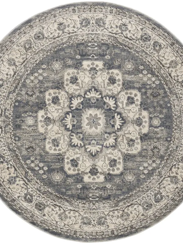 Quarry QUA07 Gray/Ivory 4' x Round Rug