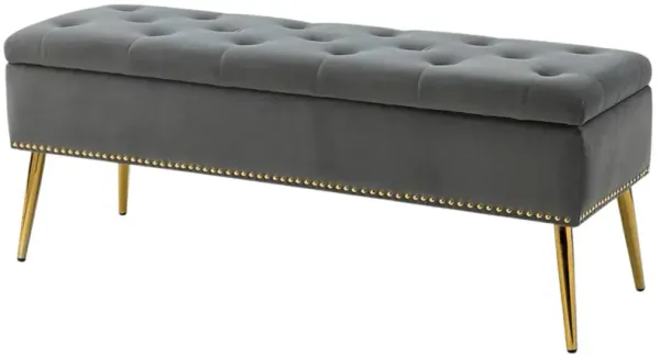 Mid-Century Modern Bed Storage Bench with Velvet Seat