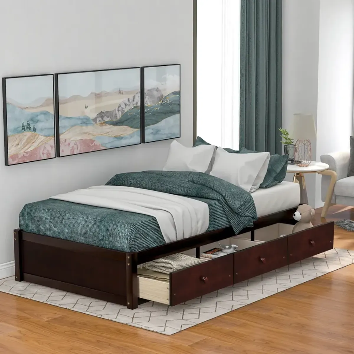 Merax Platform Bed with 3 Storage Drawers