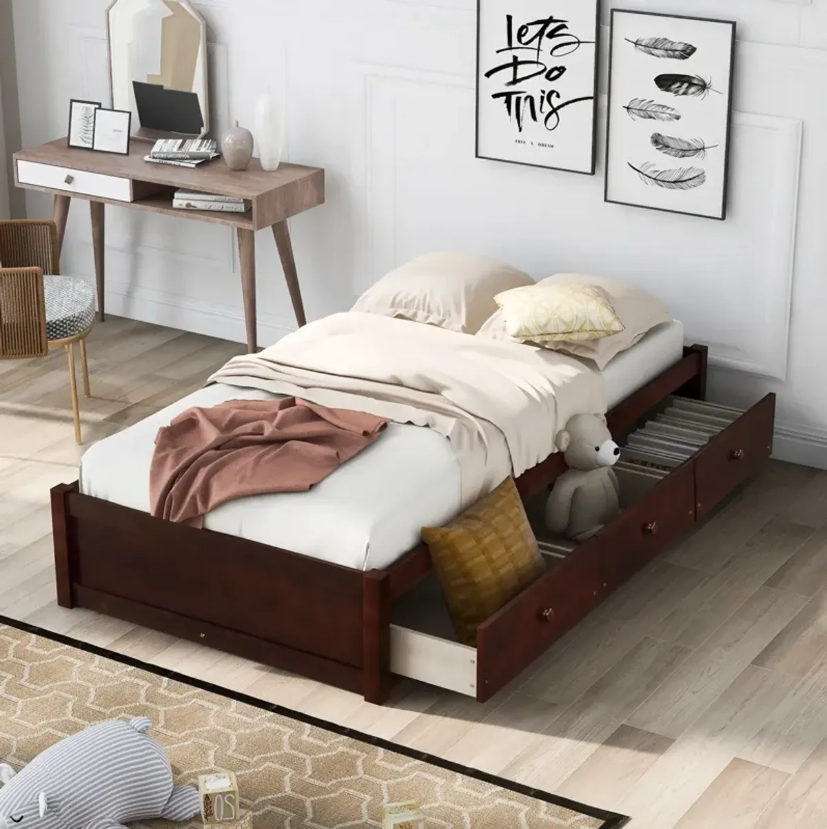 Merax Platform Bed with 3 Storage Drawers