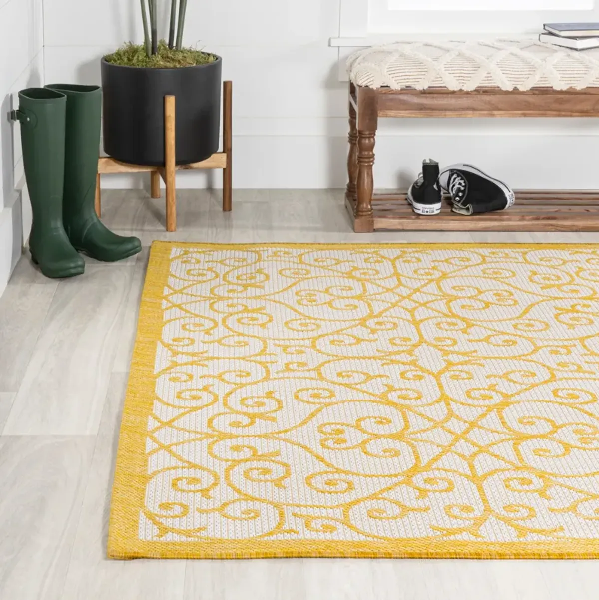 Madrid Vintage Filigree Textured Weave Indoor/Outdoor Area Rug