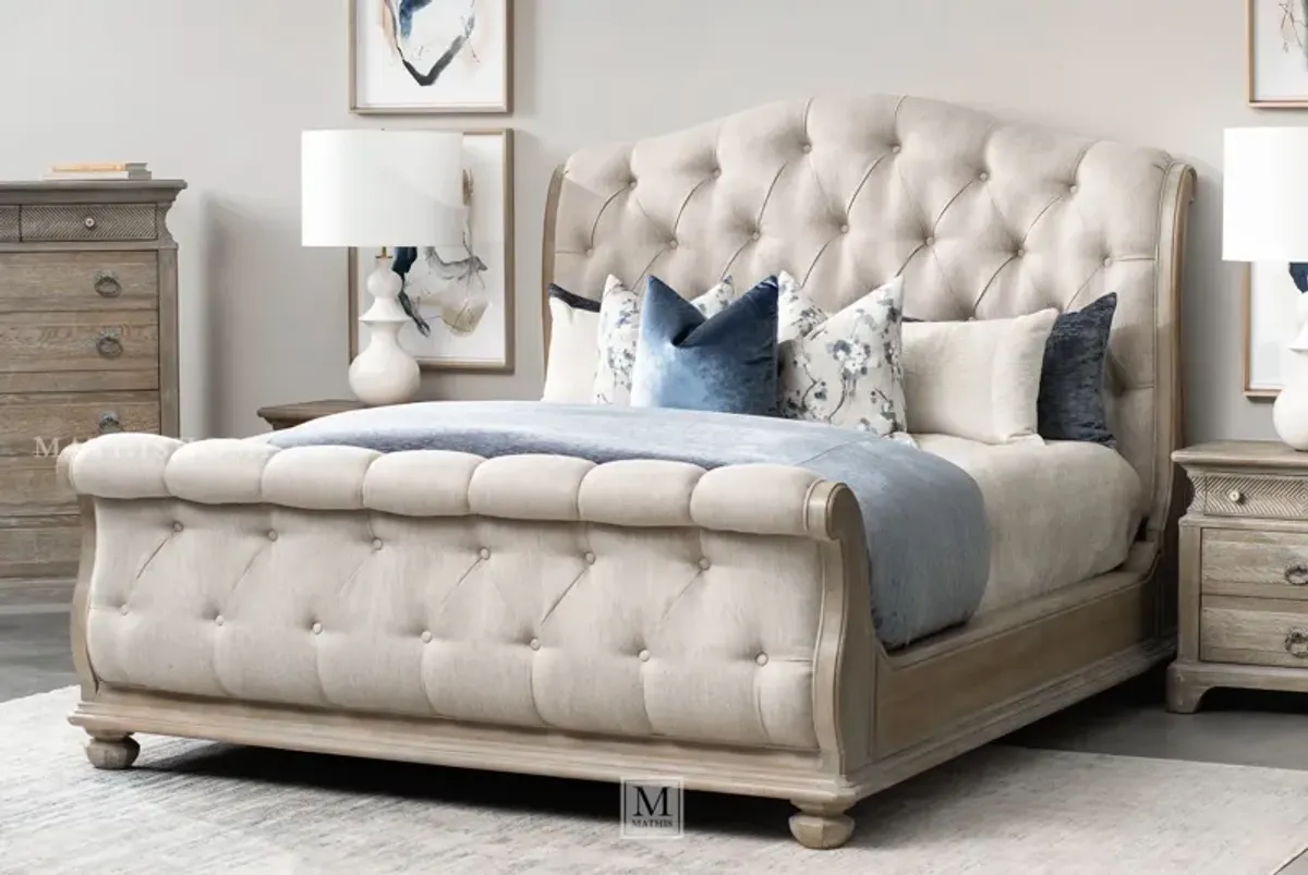 Summer Creek Shoals King Upholstered Tufted Sleigh Bed