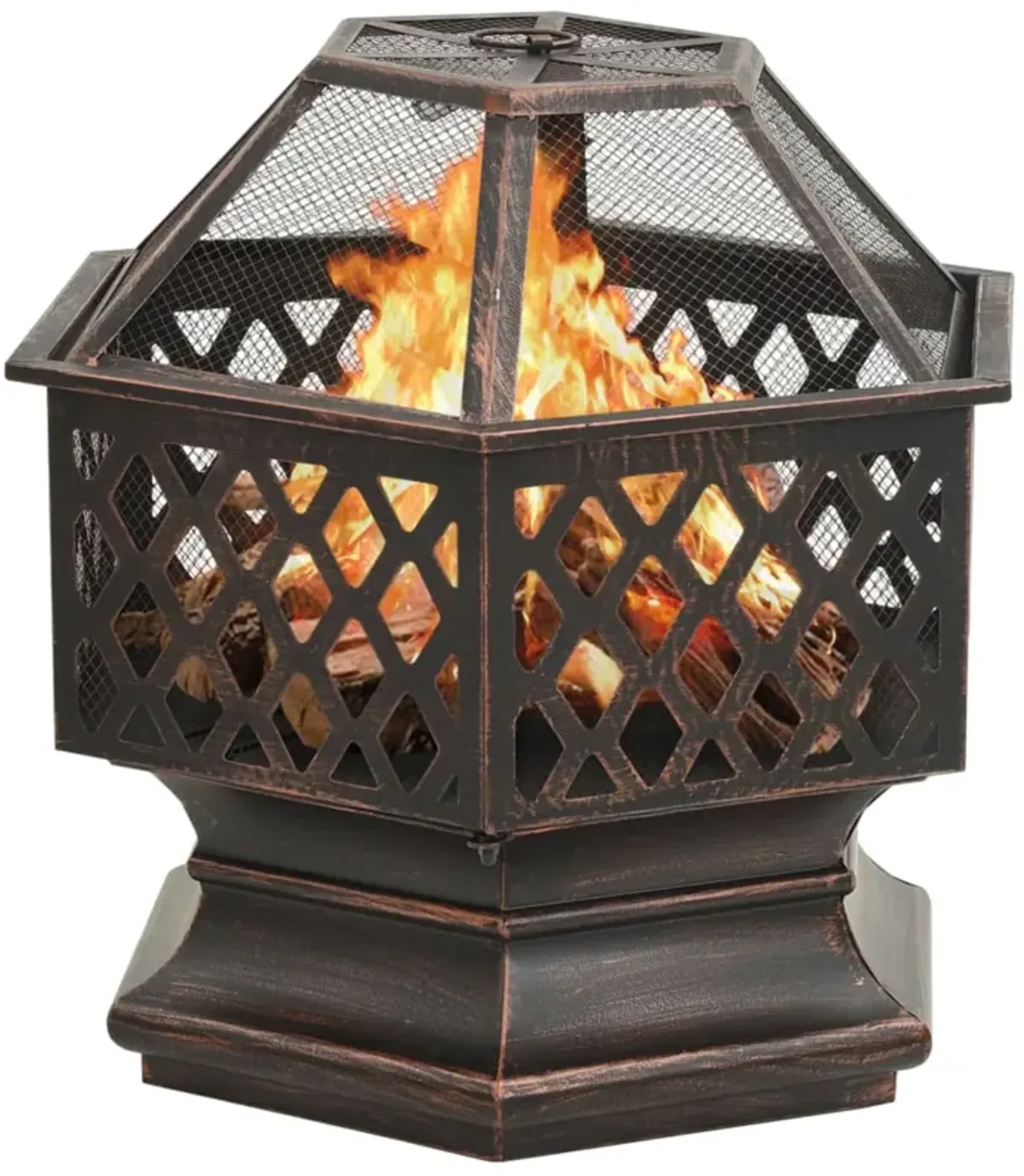 vidaXL Rustic Fire Pit with Poker 24.4"x21.3"x22" XXL Steel