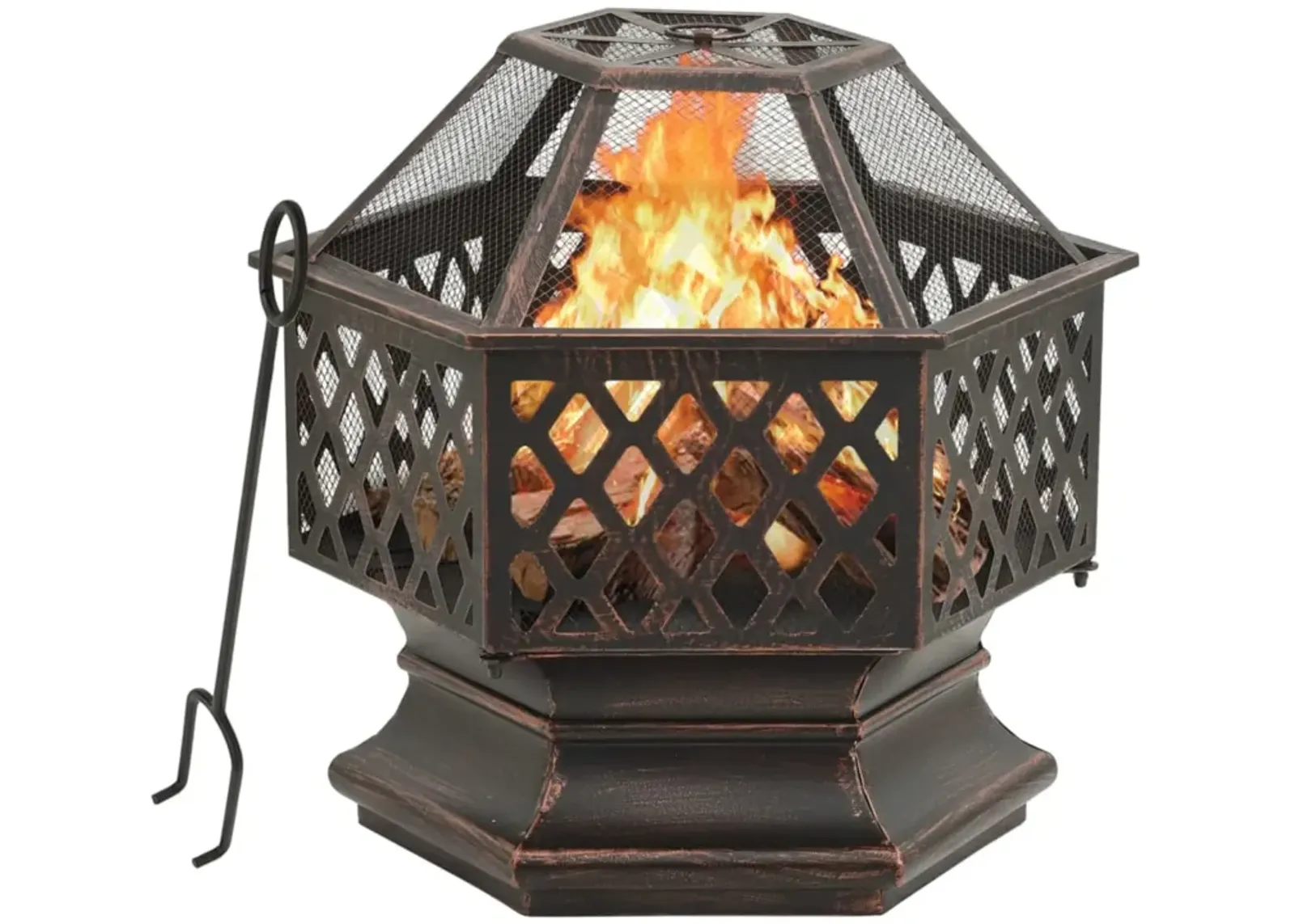 vidaXL Rustic Fire Pit with Poker 24.4"x21.3"x22" XXL Steel