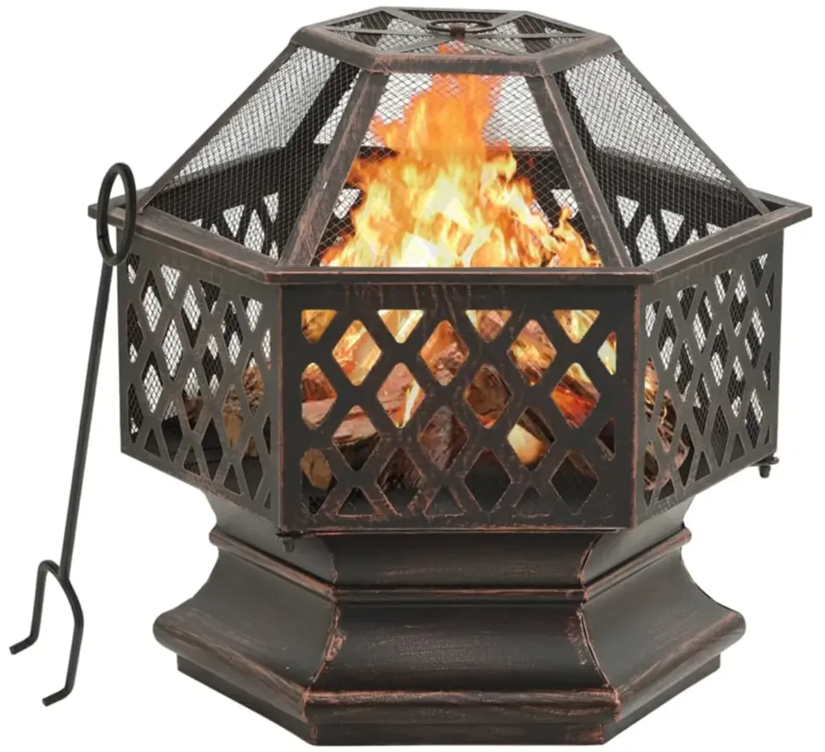 vidaXL Rustic Fire Pit with Poker 24.4"x21.3"x22" XXL Steel