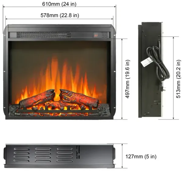 Streamdale 23" Electric Fireplace Insert with Log Set