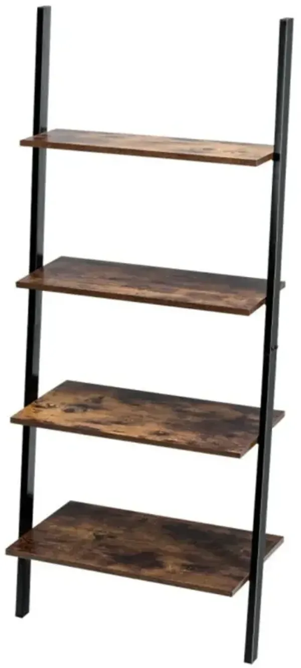 Hivago 4-Tier Industrial Leaning Wall Bookcase