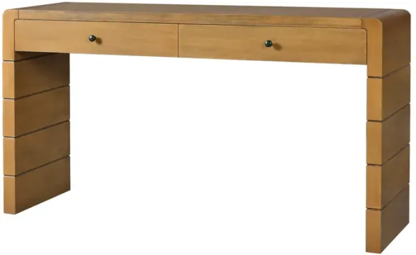 Curved Console Table with Storage, Wooden Entryway Table with 2 Drawers