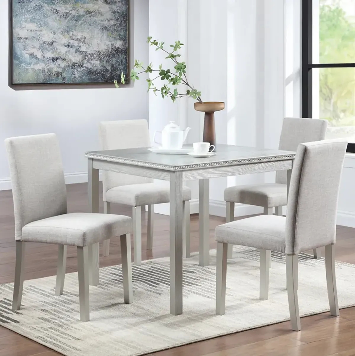 Merax 5 Pieces Wooden Dining Table Set