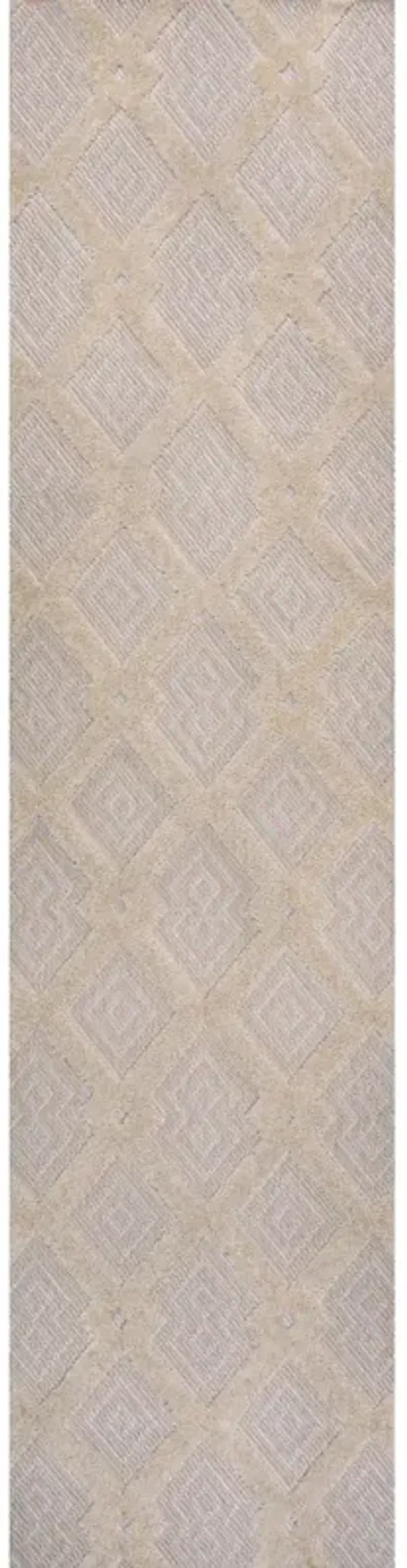 Duwun High-Low Pile Ogee Trellis Tone On Tone Indoor/Outdoor Area Rug