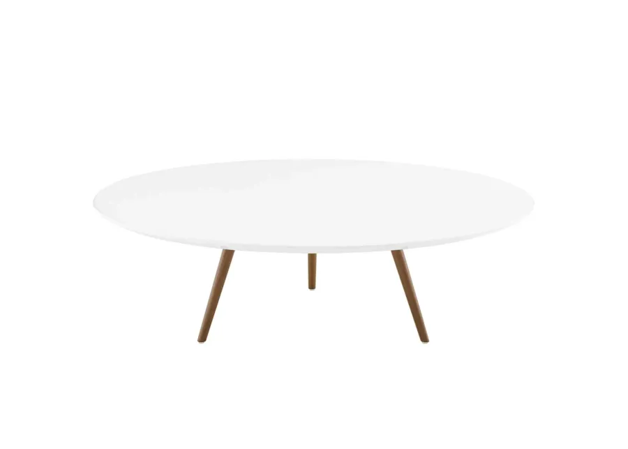 Modway Lippa 47" Mid-Century Modern Round Coffee Table with Tripod Base in Walnut White