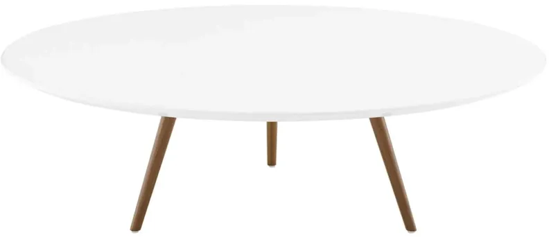 Modway Lippa 47" Mid-Century Modern Round Coffee Table with Tripod Base in Walnut White