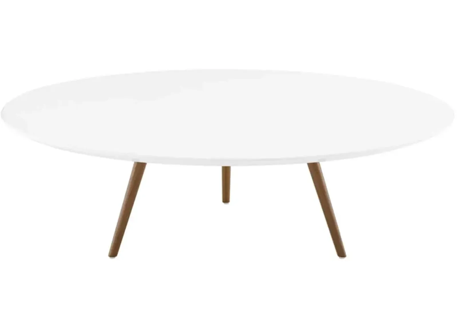 Modway Lippa 47" Mid-Century Modern Round Coffee Table with Tripod Base in Walnut White